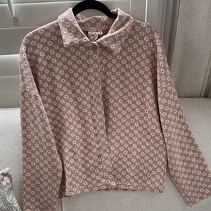 Pink Floral Button-Up Cardigan
